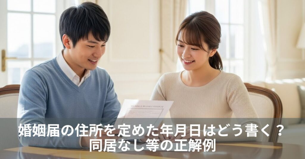 婚姻届の住所を定めた年月日はどう書く？同居なし等の正解例